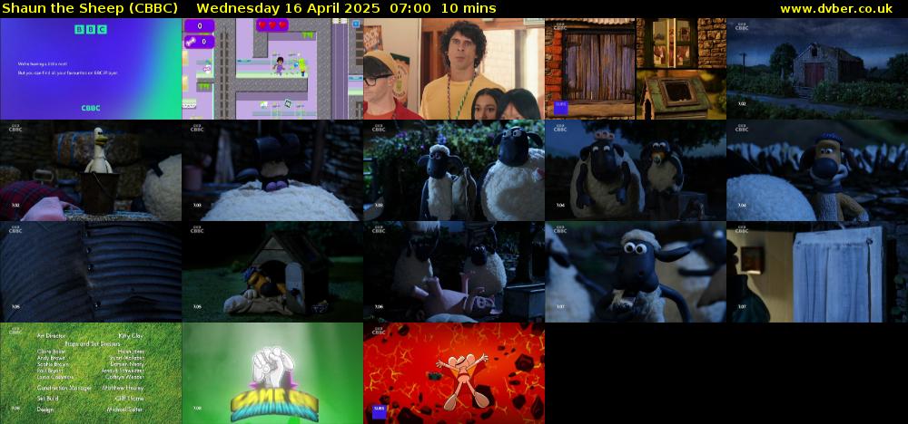 Shaun the Sheep (CBBC) Wednesday 16 April 2025 07:00 - 07:10