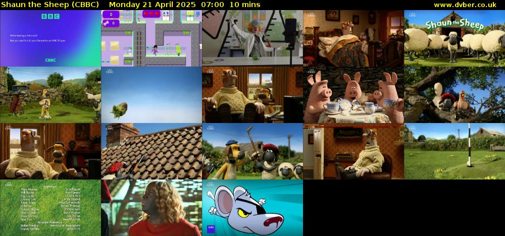 Shaun the Sheep (CBBC) Monday 21 April 2025 07:00 - 07:10
