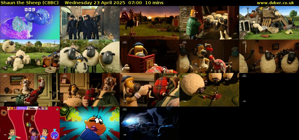 Shaun the Sheep (CBBC) Wednesday 23 April 2025 07:00 - 07:10