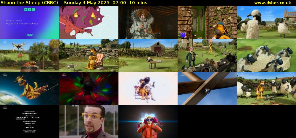 Shaun the Sheep (CBBC) Sunday 4 May 2025 07:00 - 07:10