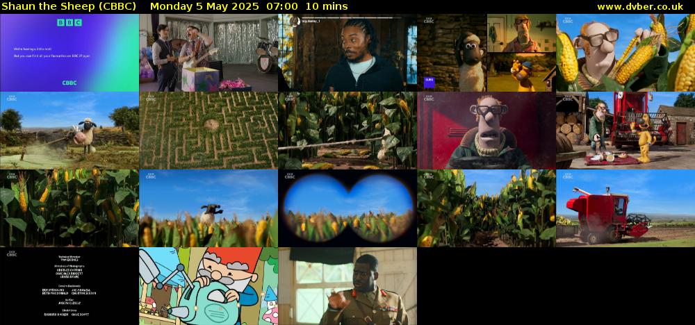 Shaun the Sheep (CBBC) Monday 5 May 2025 07:00 - 07:10