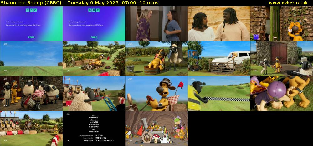 Shaun the Sheep (CBBC) Tuesday 6 May 2025 07:00 - 07:10