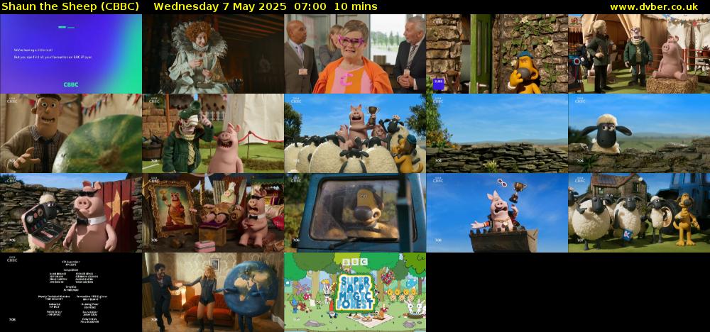 Shaun the Sheep (CBBC) Wednesday 7 May 2025 07:00 - 07:10