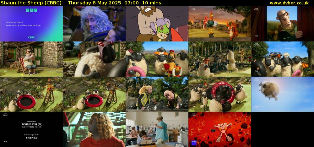 Shaun the Sheep (CBBC) Thursday 8 May 2025 07:00 - 07:10