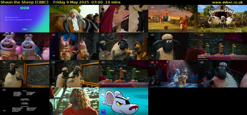 Shaun the Sheep (CBBC) Friday 9 May 2025 07:00 - 07:10