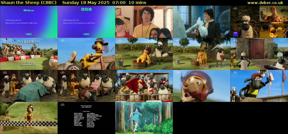 Shaun the Sheep (CBBC) Sunday 18 May 2025 07:00 - 07:10