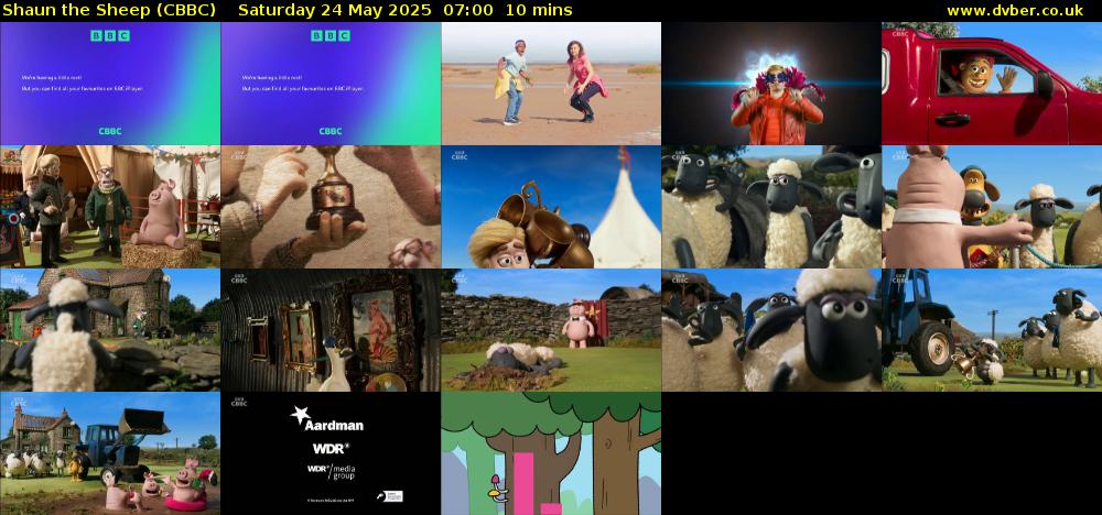 Shaun the Sheep (CBBC) Saturday 24 May 2025 07:00 - 07:10