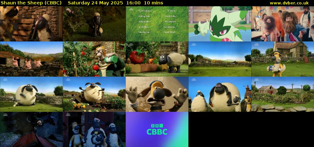 Shaun the Sheep (CBBC) Saturday 24 May 2025 16:00 - 16:10