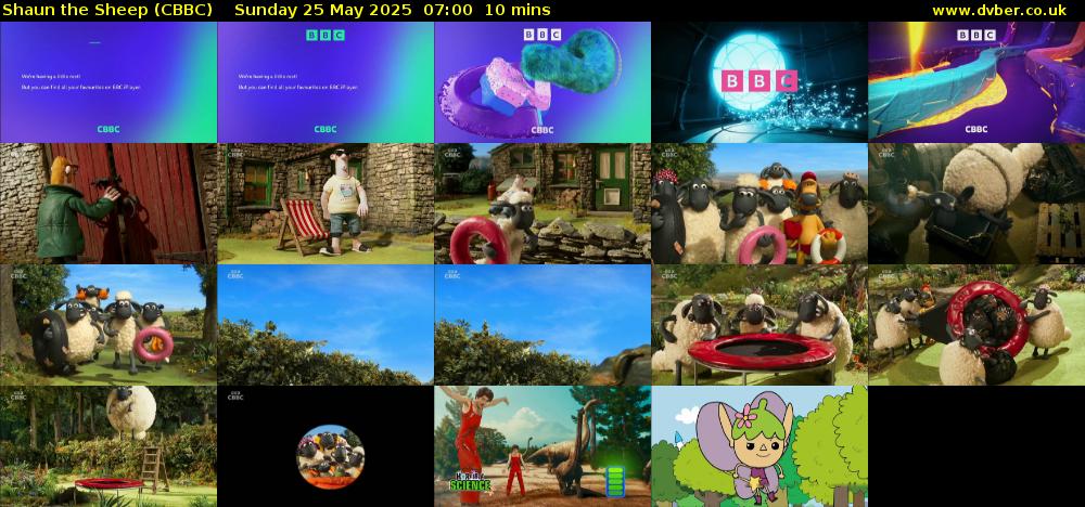 Shaun the Sheep (CBBC) Sunday 25 May 2025 07:00 - 07:10