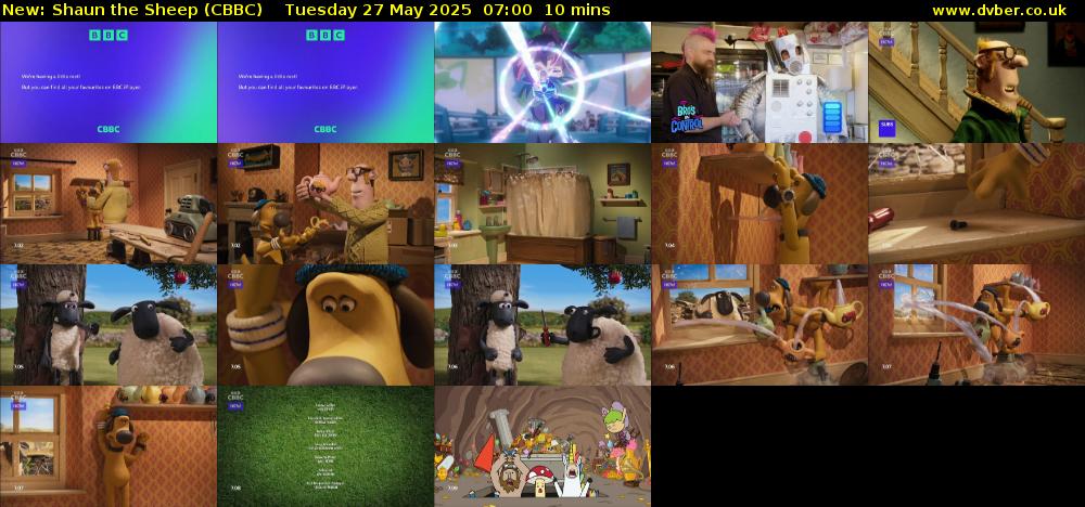Shaun the Sheep (CBBC) Tuesday 27 May 2025 07:00 - 07:10