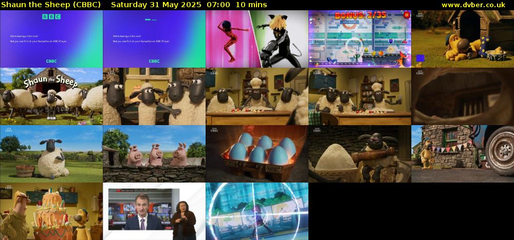 Shaun the Sheep (CBBC) Saturday 31 May 2025 07:00 - 07:10