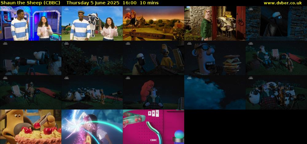 Shaun the Sheep (CBBC) Thursday 5 June 2025 16:00 - 16:10