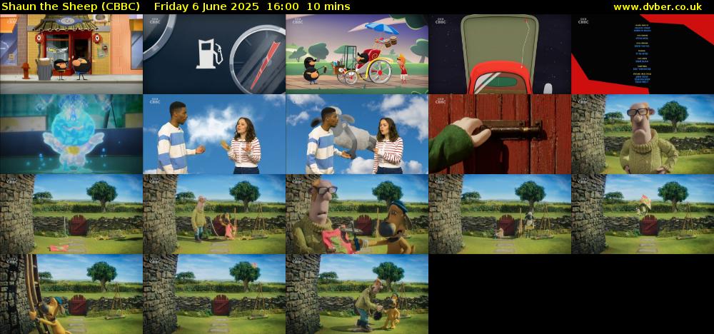 Shaun the Sheep (CBBC) Friday 6 June 2025 16:00 - 16:10