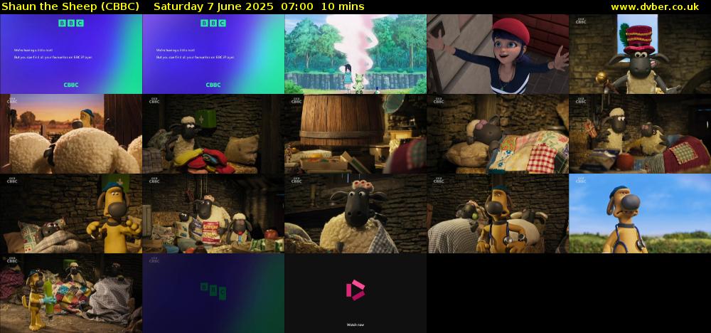 Shaun the Sheep (CBBC) Saturday 7 June 2025 07:00 - 07:10