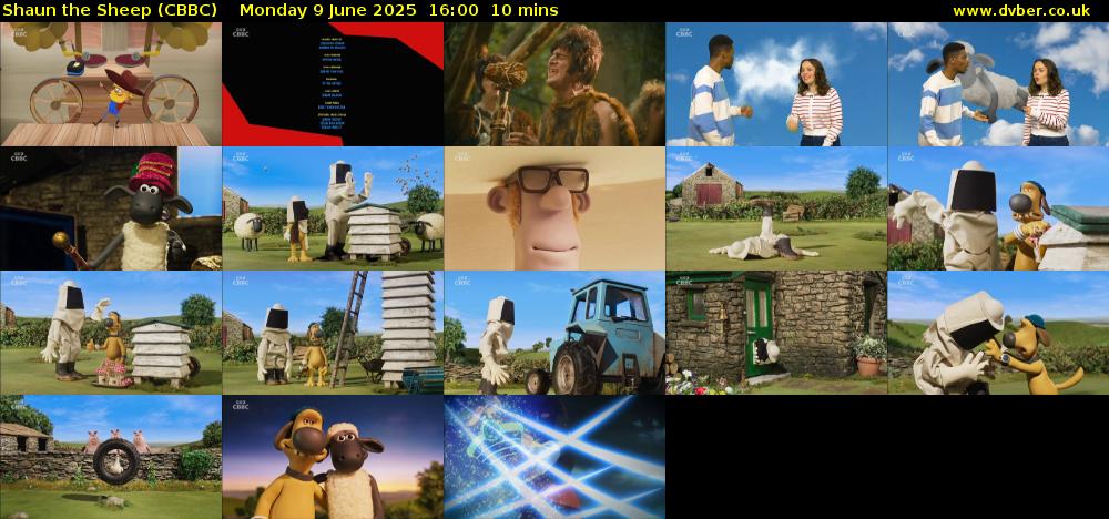 Shaun the Sheep (CBBC) Monday 9 June 2025 16:00 - 16:10