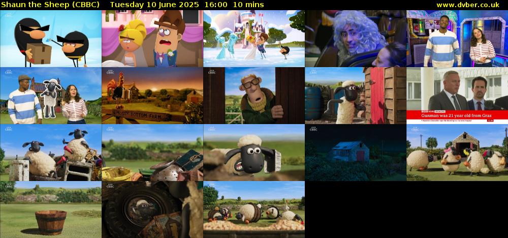Shaun the Sheep (CBBC) Tuesday 10 June 2025 16:00 - 16:10