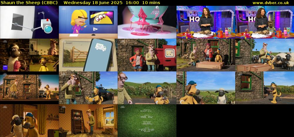 Shaun the Sheep (CBBC) Wednesday 18 June 2025 16:00 - 16:10