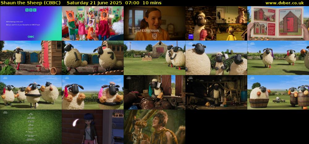 Shaun the Sheep (CBBC) Saturday 21 June 2025 07:00 - 07:10