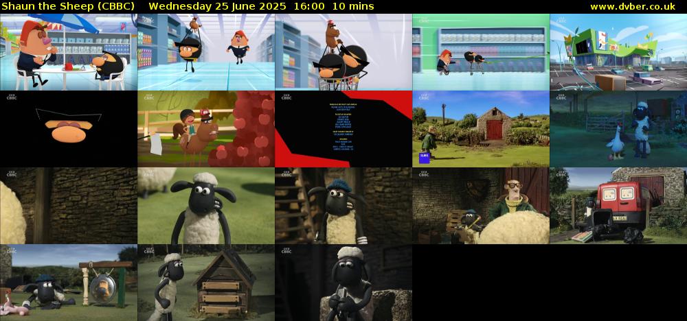 Shaun the Sheep (CBBC) Wednesday 25 June 2025 16:00 - 16:10