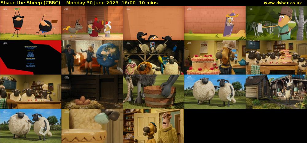 Shaun the Sheep (CBBC) Monday 30 June 2025 16:00 - 16:10