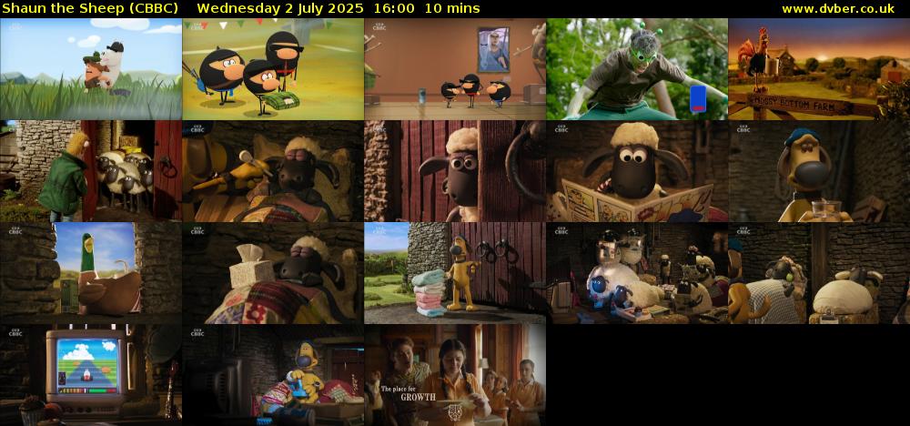Shaun the Sheep (CBBC) Wednesday 2 July 2025 16:00 - 16:10