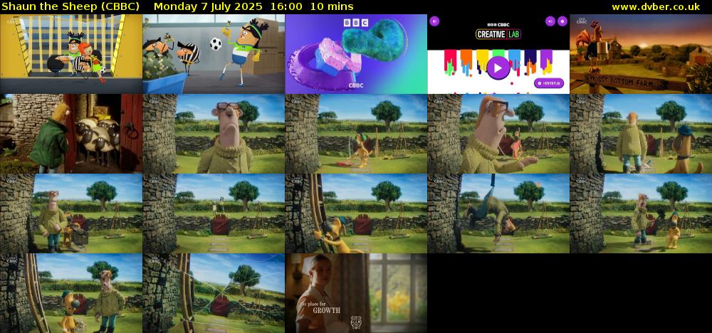 Shaun the Sheep (CBBC) Monday 7 July 2025 16:00 - 16:10