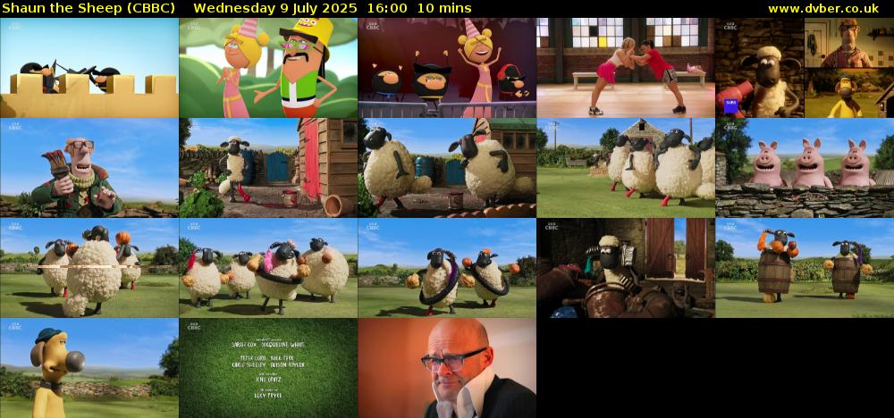 Shaun the Sheep (CBBC) Wednesday 9 July 2025 16:00 - 16:10