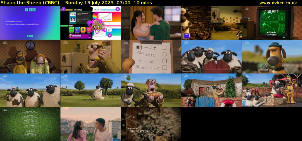 Shaun the Sheep (CBBC) Sunday 13 July 2025 07:00 - 07:10