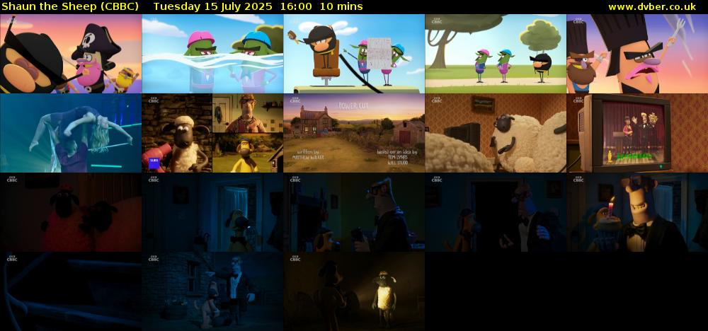 Shaun the Sheep (CBBC) Tuesday 15 July 2025 16:00 - 16:10
