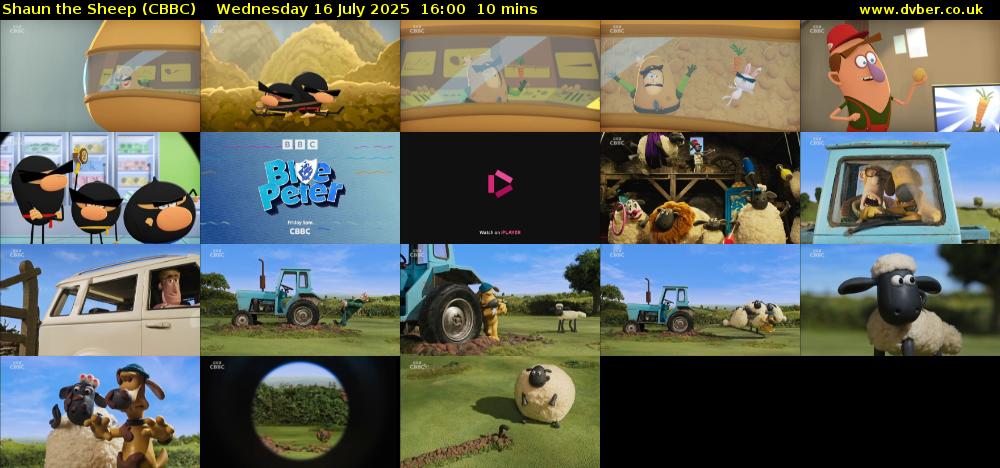 Shaun the Sheep (CBBC) Wednesday 16 July 2025 16:00 - 16:10