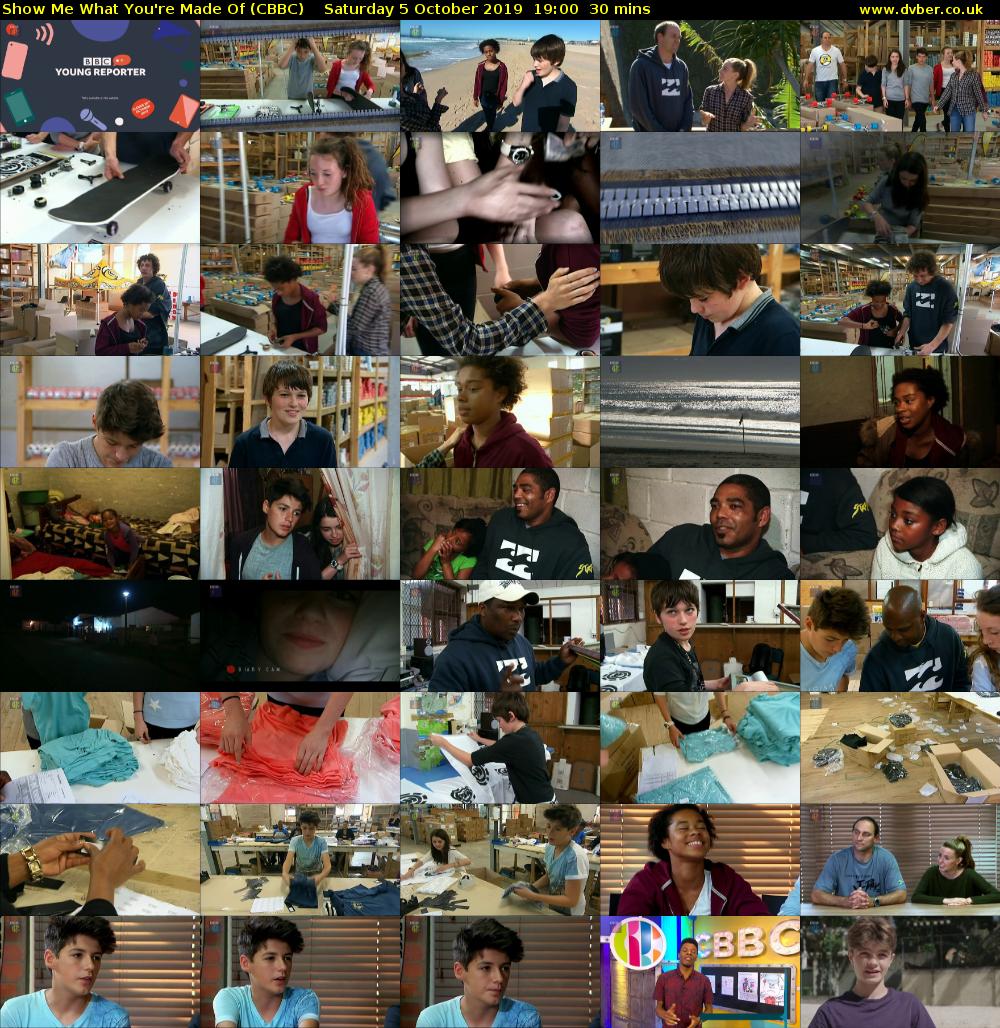 Show Me What You're Made Of (CBBC) Saturday 5 October 2019 19:00 - 19:30
