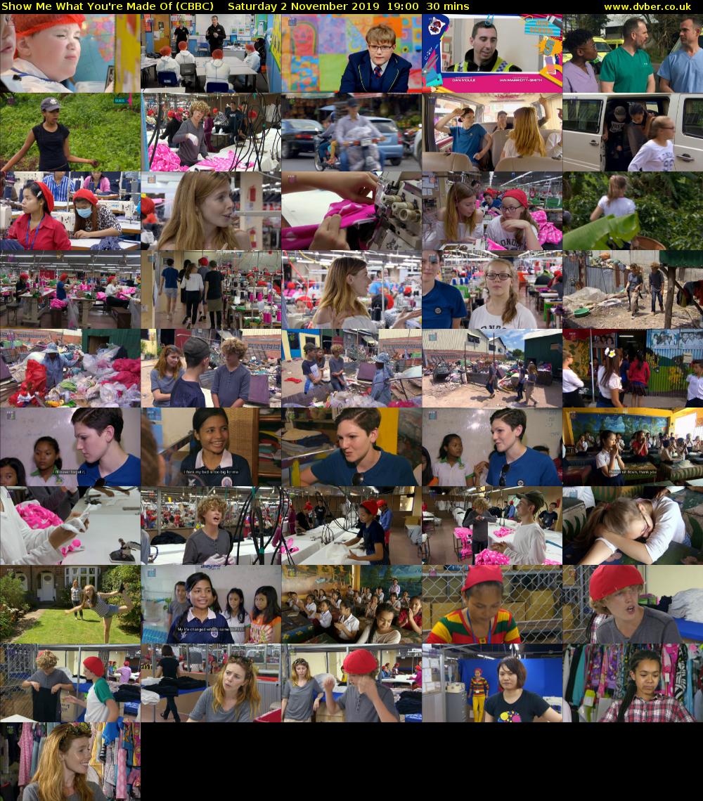 Show Me What You're Made Of (CBBC) Saturday 2 November 2019 19:00 - 19:30