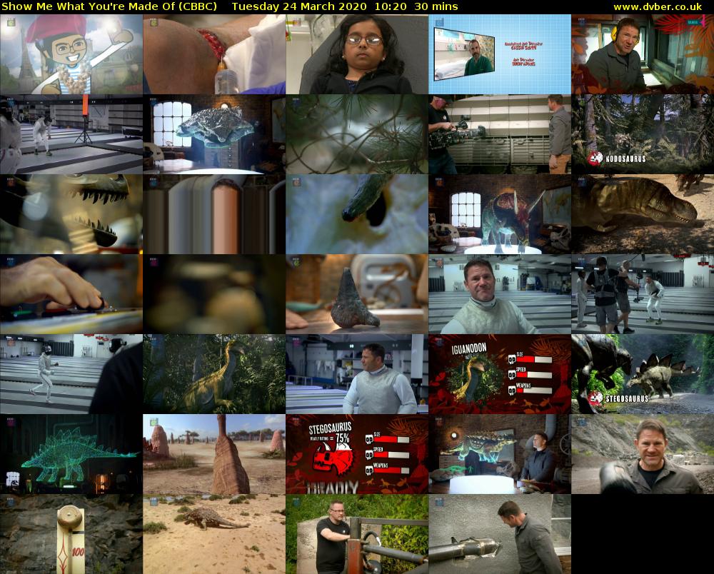 Show Me What You're Made Of (CBBC) Tuesday 24 March 2020 10:20 - 10:50
