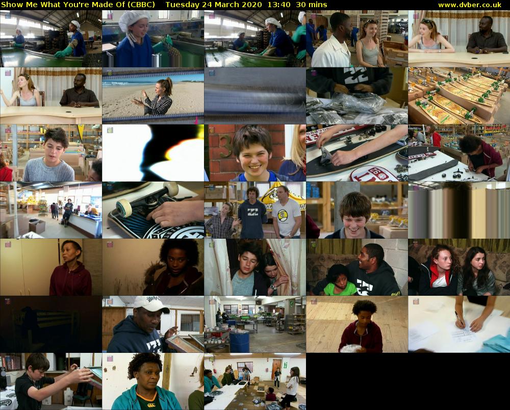 Show Me What You're Made Of (CBBC) Tuesday 24 March 2020 13:40 - 14:10