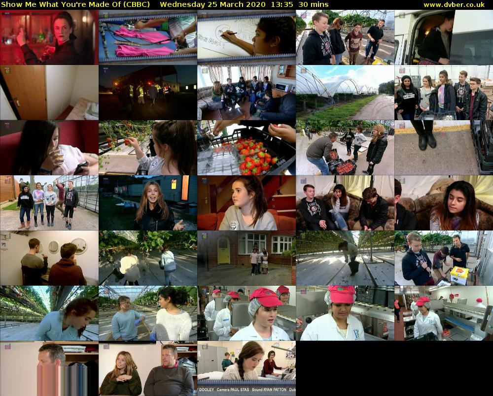 Show Me What You're Made Of (CBBC) Wednesday 25 March 2020 13:35 - 14:05