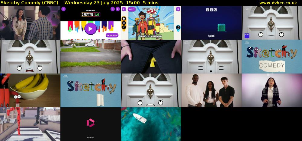 Sketchy Comedy (CBBC) Wednesday 23 July 2025 15:00 - 15:05