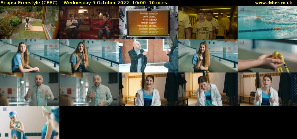 Snaps: Freestyle (CBBC) Wednesday 5 October 2022 10:00 - 10:10
