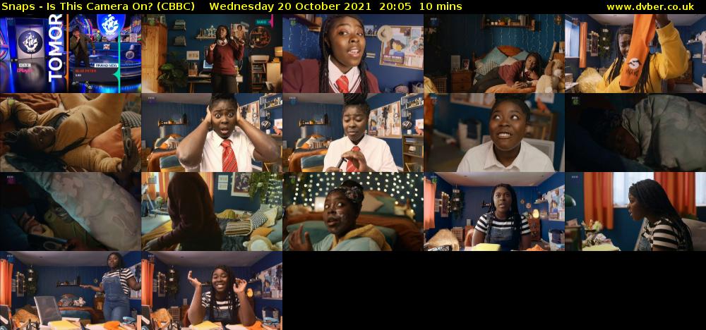 Snaps - Is This Camera On? (CBBC) Wednesday 20 October 2021 20:05 - 20:15