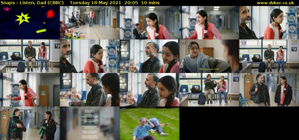 Snaps - Listen, Dad (CBBC) Tuesday 18 May 2021 20:05 - 20:15