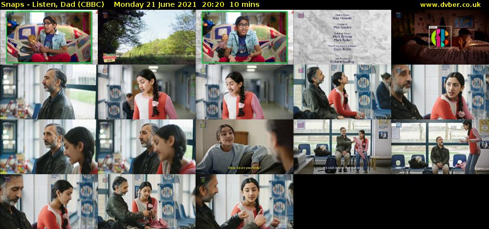 Snaps - Listen, Dad (CBBC) Monday 21 June 2021 20:20 - 20:30