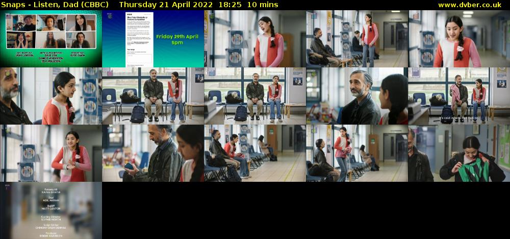 Snaps - Listen, Dad (CBBC) Thursday 21 April 2022 18:25 - 18:35