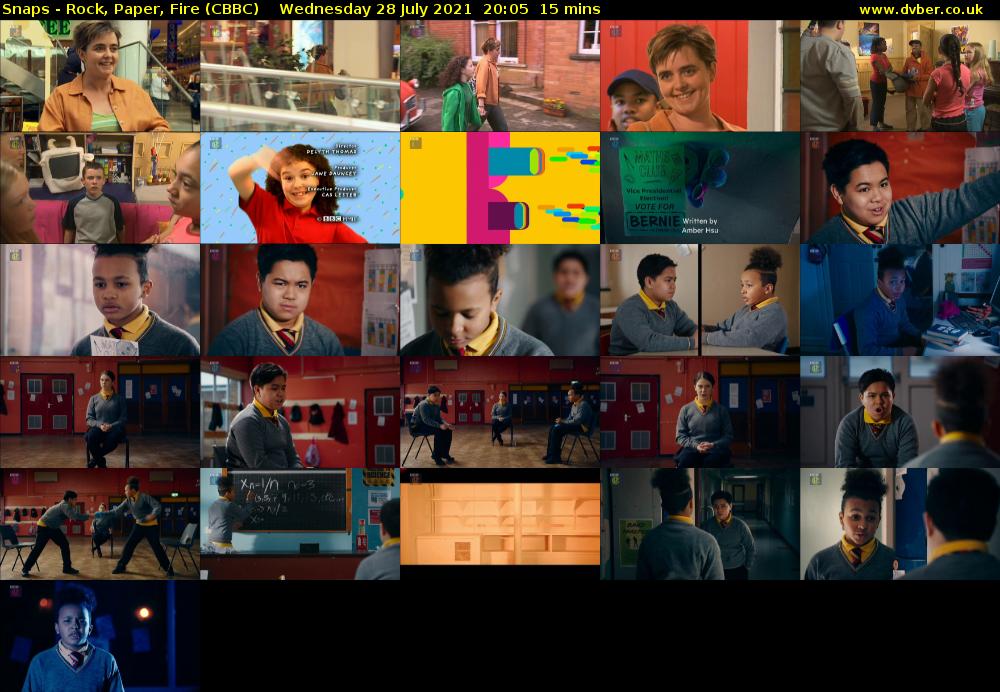 Snaps - Rock, Paper, Fire (CBBC) Wednesday 28 July 2021 20:05 - 20:20