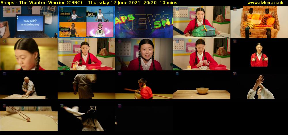 Snaps - The Wonton Warrior (CBBC) Thursday 17 June 2021 20:20 - 20:30