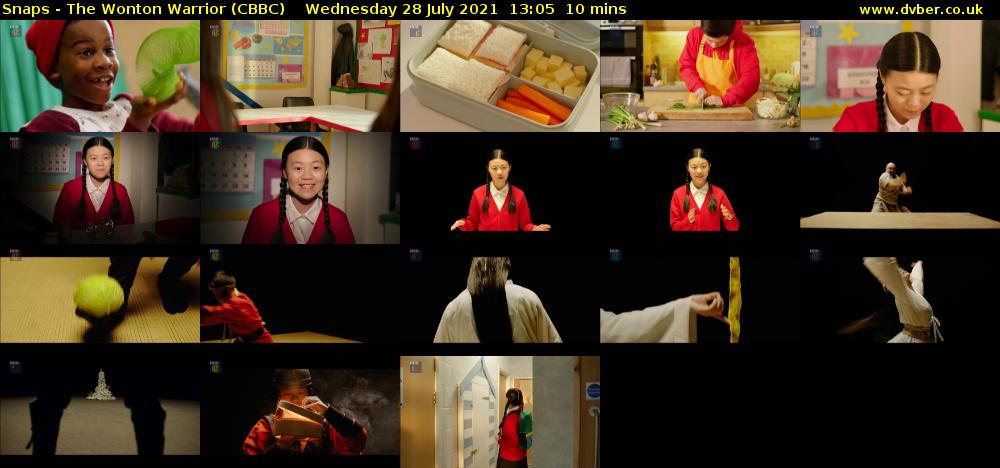 Snaps - The Wonton Warrior (CBBC) Wednesday 28 July 2021 13:05 - 13:15
