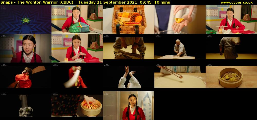 Snaps - The Wonton Warrior (CBBC) Tuesday 21 September 2021 09:45 - 09:55