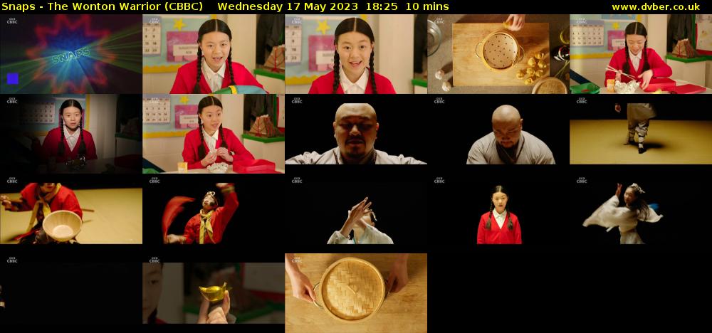 Snaps - The Wonton Warrior (CBBC) Wednesday 17 May 2023 18:25 - 18:35