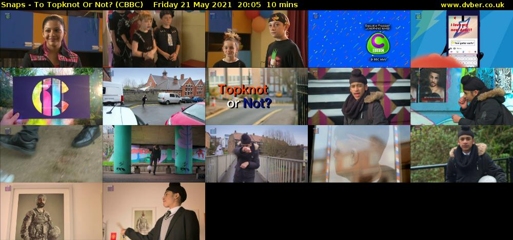 Snaps - To Topknot or Not? (CBBC) Friday 21 May 2021 20:05 - 20:15