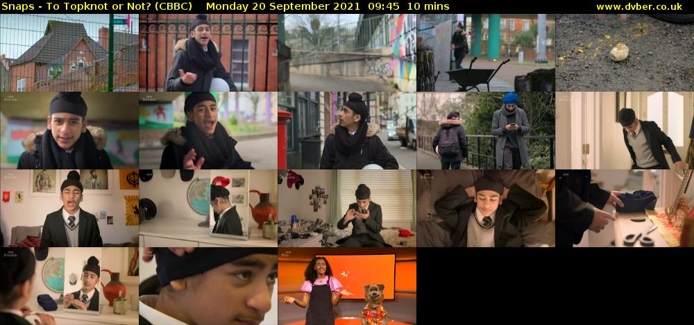 Snaps - To Topknot or Not? (CBBC) Monday 20 September 2021 09:45 - 09:55