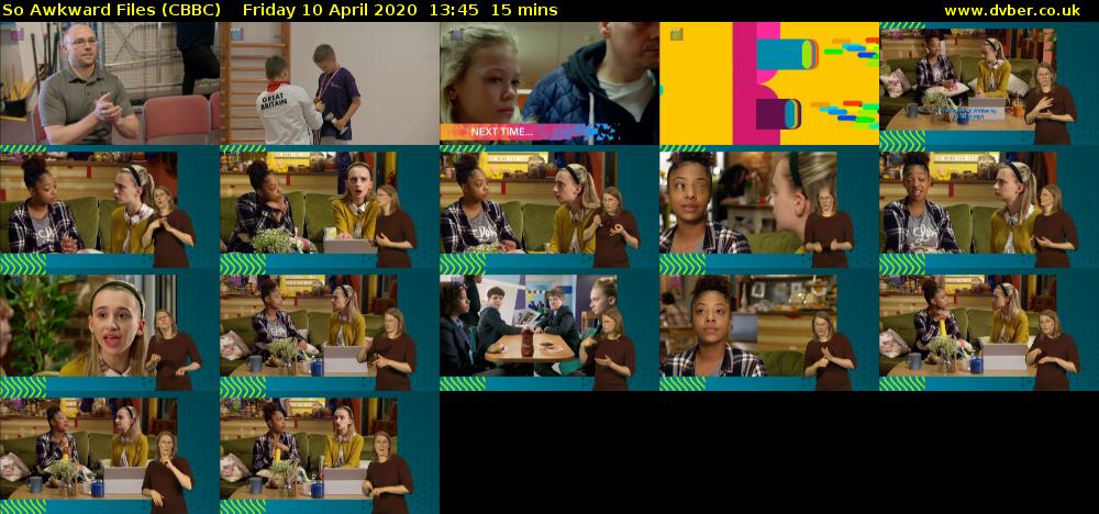 So Awkward Files (CBBC) Friday 10 April 2020 13:45 - 14:00