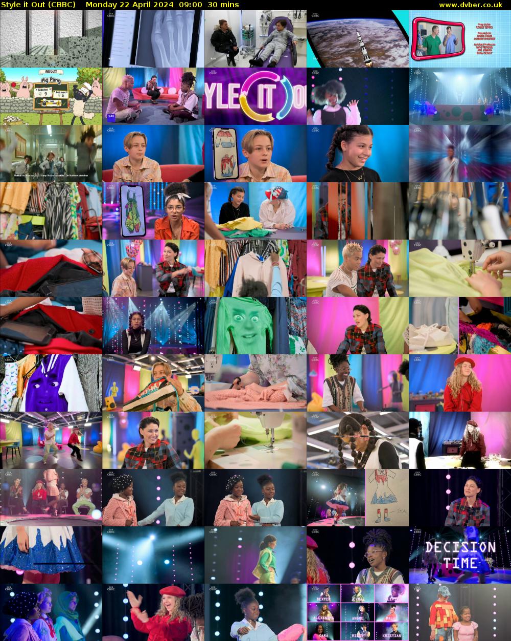 Style It Out (CBBC) Monday 22 April 2024 09:00 - 09:30